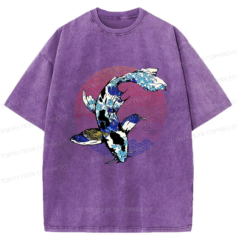 Tokyo-Tiger Vintage Japanese Koi Washed T-Shirt