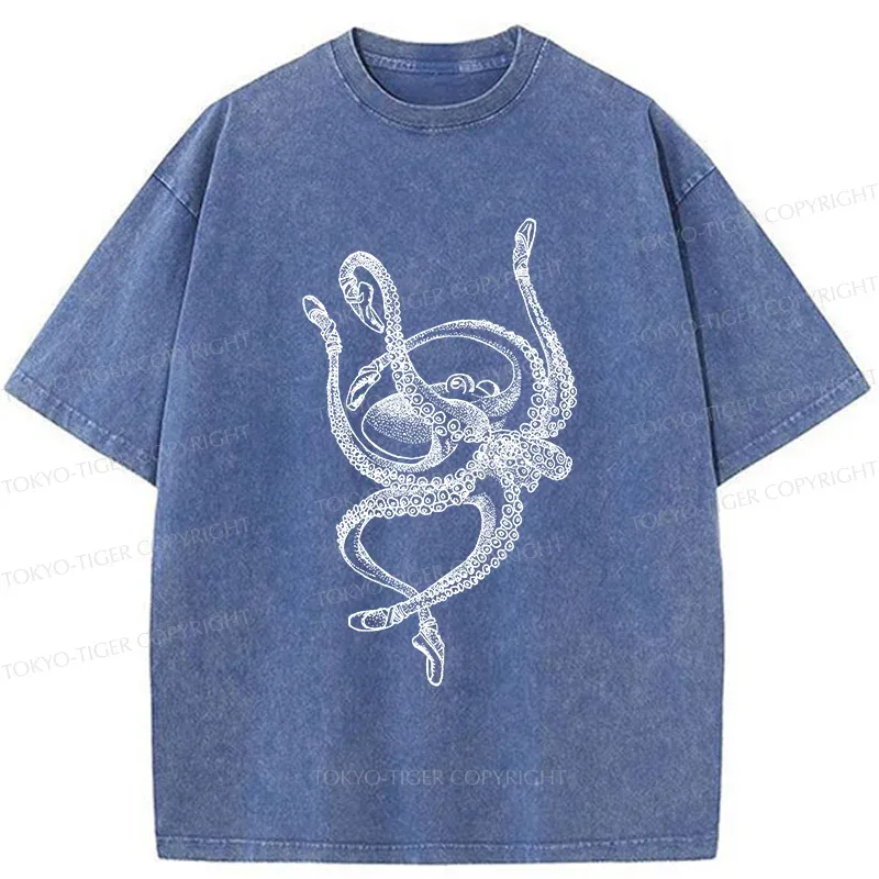 Tokyo-Tiger Octopus Dancing Ballet Washed T-Shirt