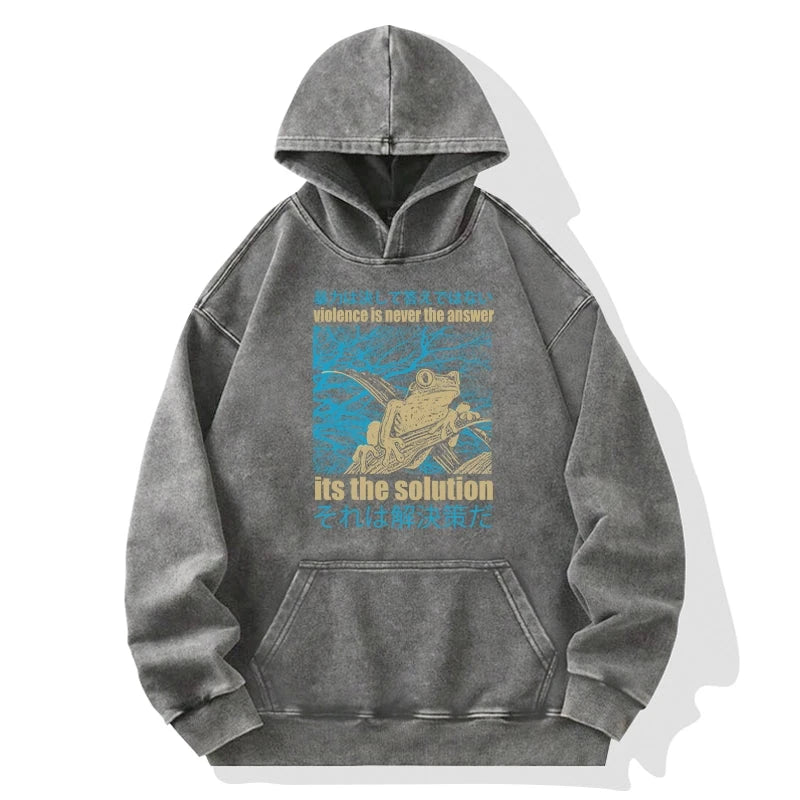 Tokyo-Tiger Violence Is Never The Answer Its The Solution Washed Hoodie