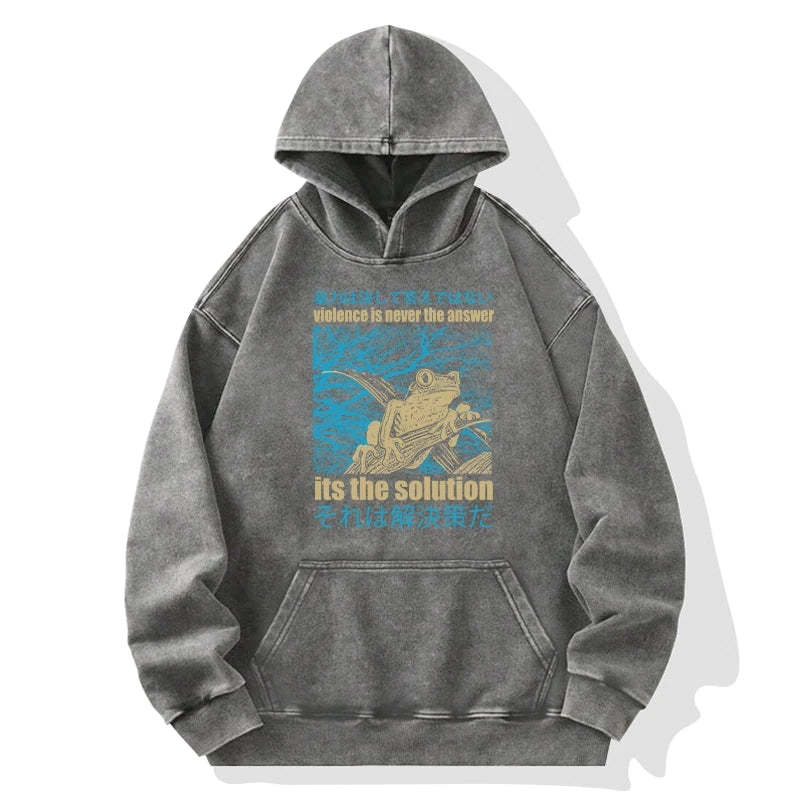 Tokyo-Tiger Violence Is Never The Answer Its The Solution Washed Hoodie