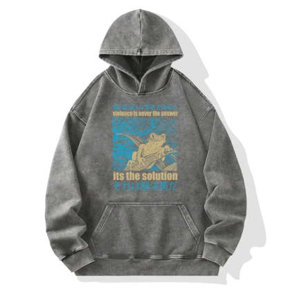 Tokyo-Tiger Violence Is Never The Answer Its The Solution Washed Hoodie