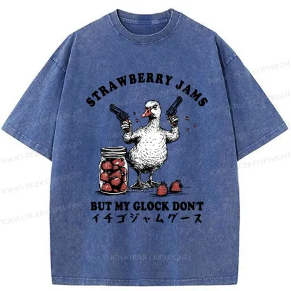 Tokyo-Tiger Strawberry Jam Funny Washed T-Shirt