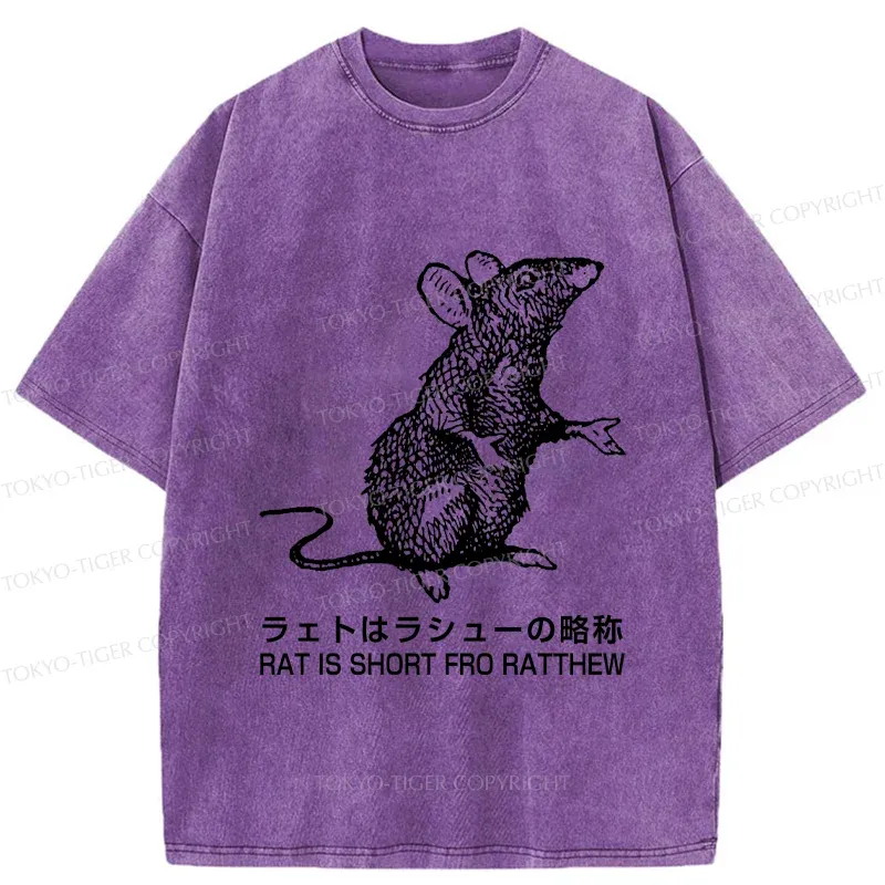 Tokyo-Tiger Funny Rat Japan Washed T-Shirt