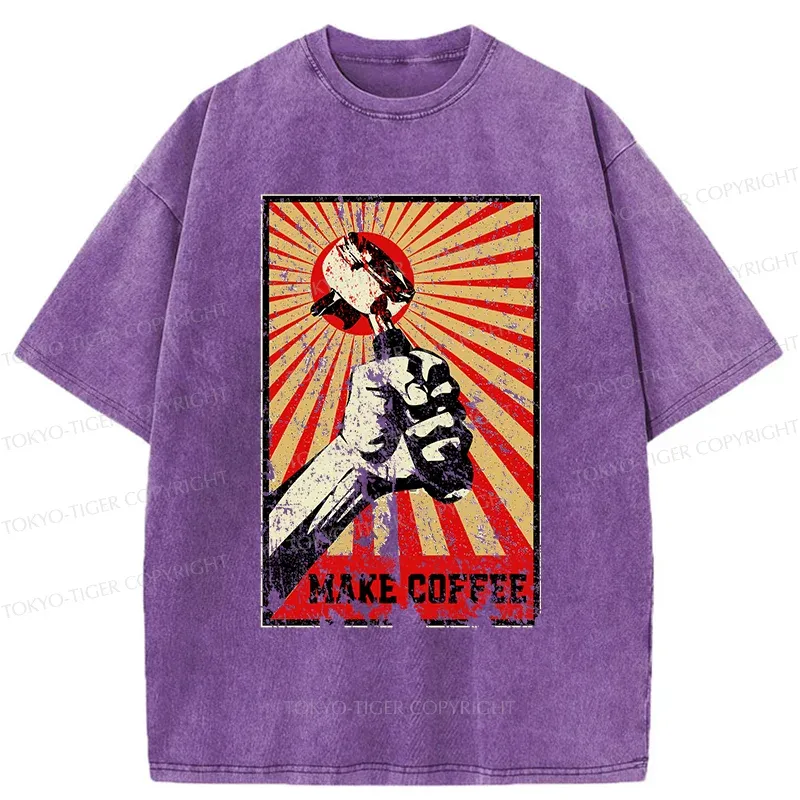 Tokyo-Tiger Make Coffee Together Washed T-Shirt