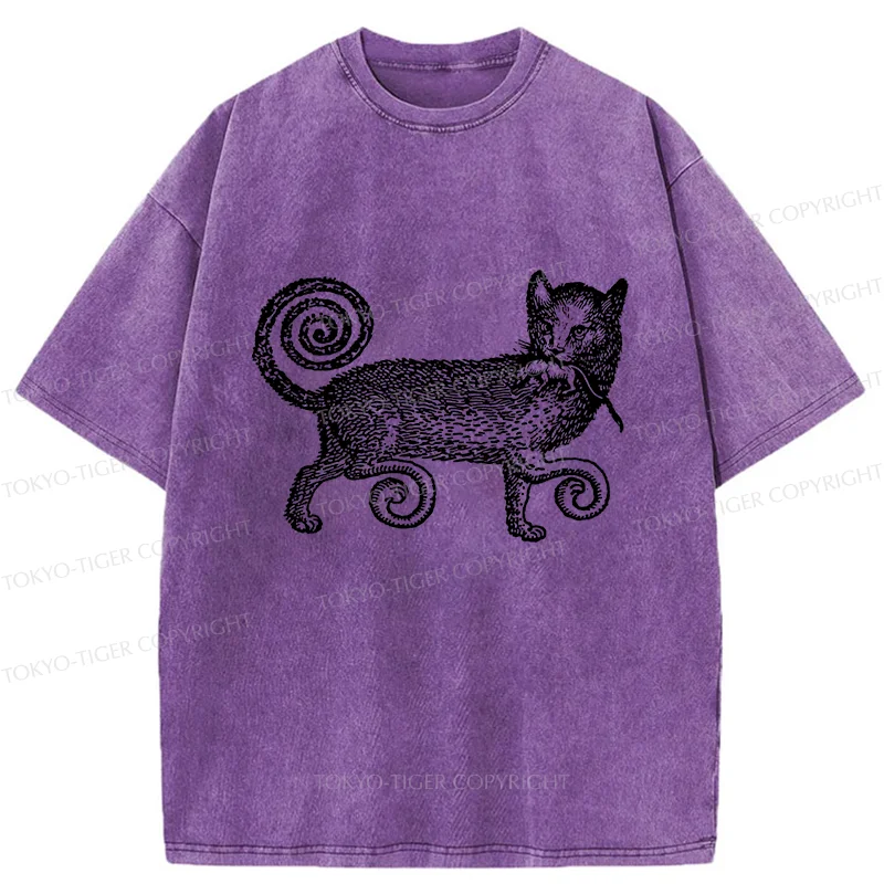 Tokyo-Tiger Cat That Caught The Mouse Washed T-Shirt