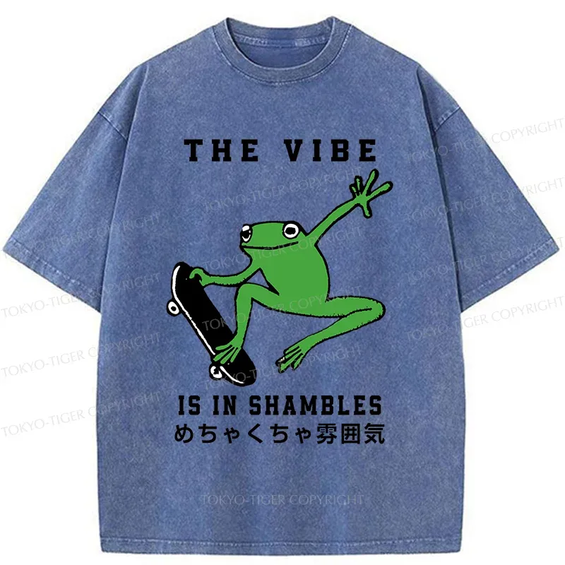 Tokyo-Tiger Frog Skateboard Washed T-Shirt