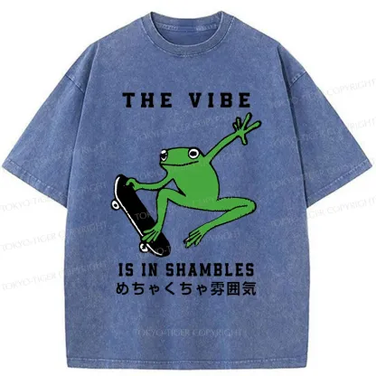 Tokyo-Tiger Frog Skateboard Washed T-Shirt