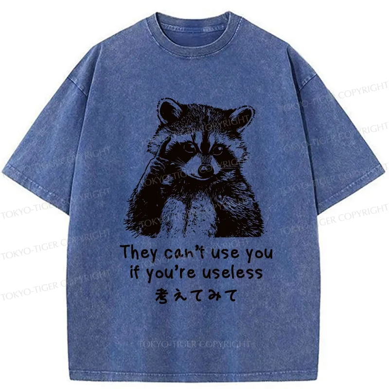 Tokyo-Tiger Funny Raccoon Quotes Washed T-Shirt