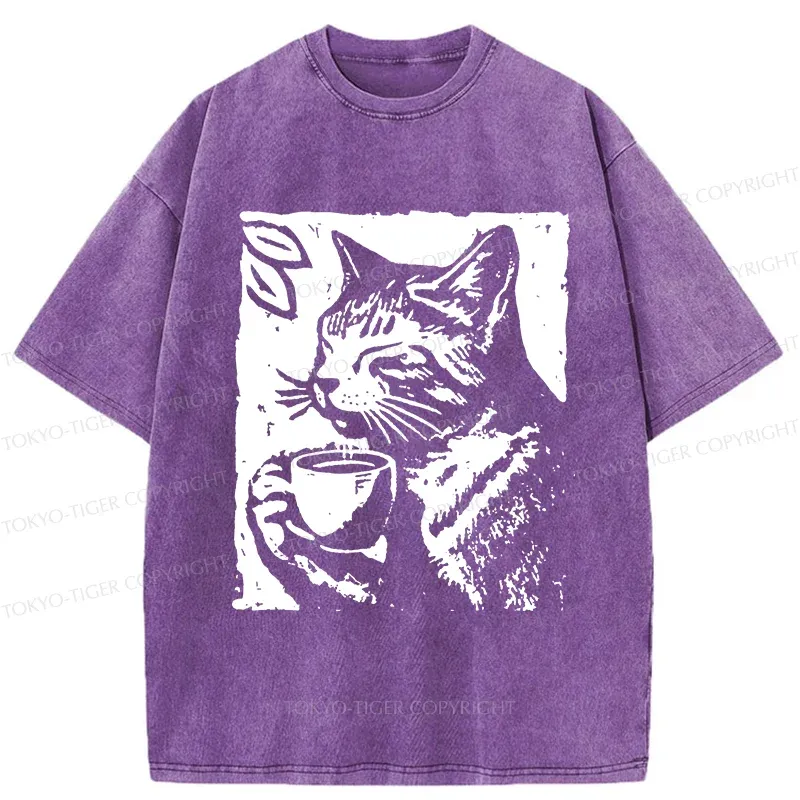 Tokyo-Tiger Comfortable Cat Washed T-Shirt