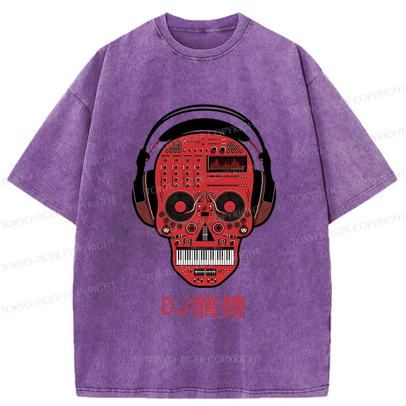 Tokyo-Tiger DJ Skull Washed T-Shirt