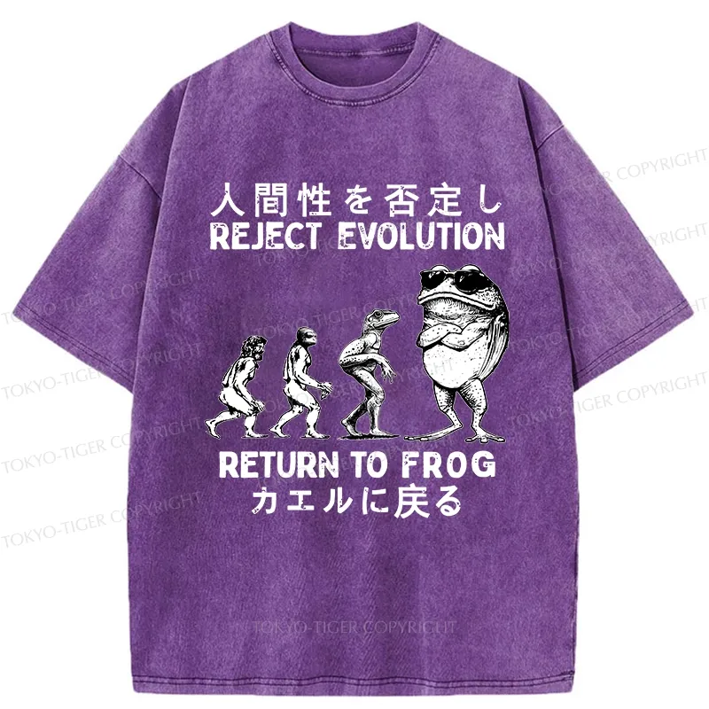 Tokyo-Tiger Reject Evolution Return To Frog Funny Washed T-Shirt