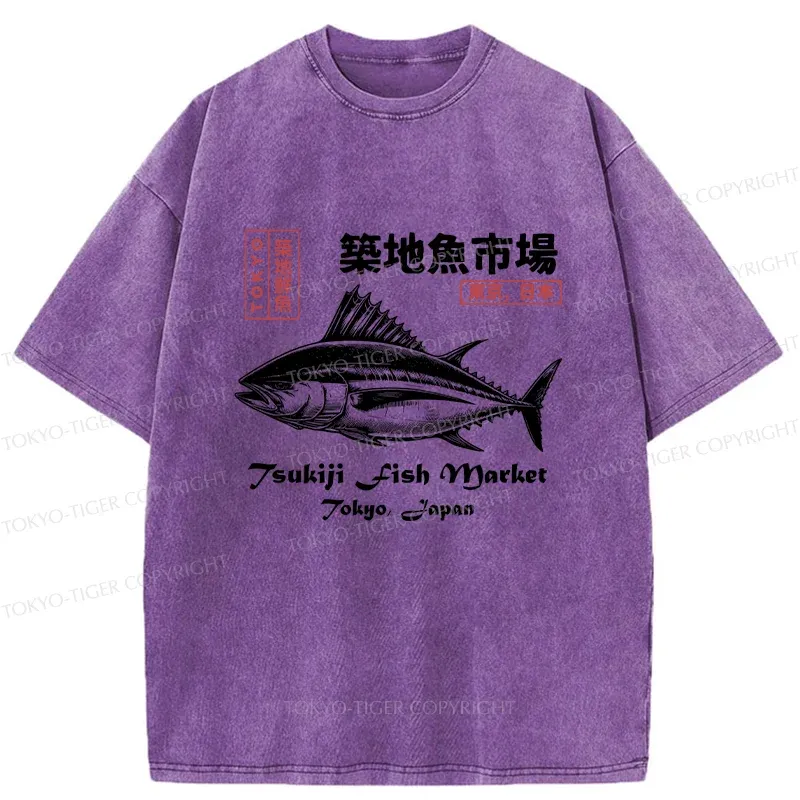Tokyo-Tiger Vintage Tokyo Fish Market Washed T-Shirt