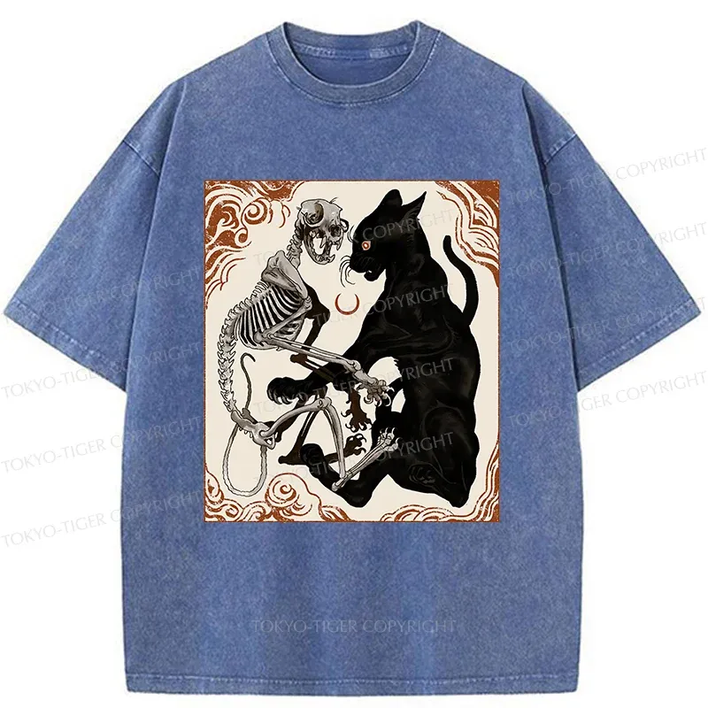 Tokyo-Tiger Twin Cats Washed T-Shirt