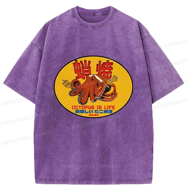 Tokyo-Tiger Delicious Takoyaki Washed T-Shirt