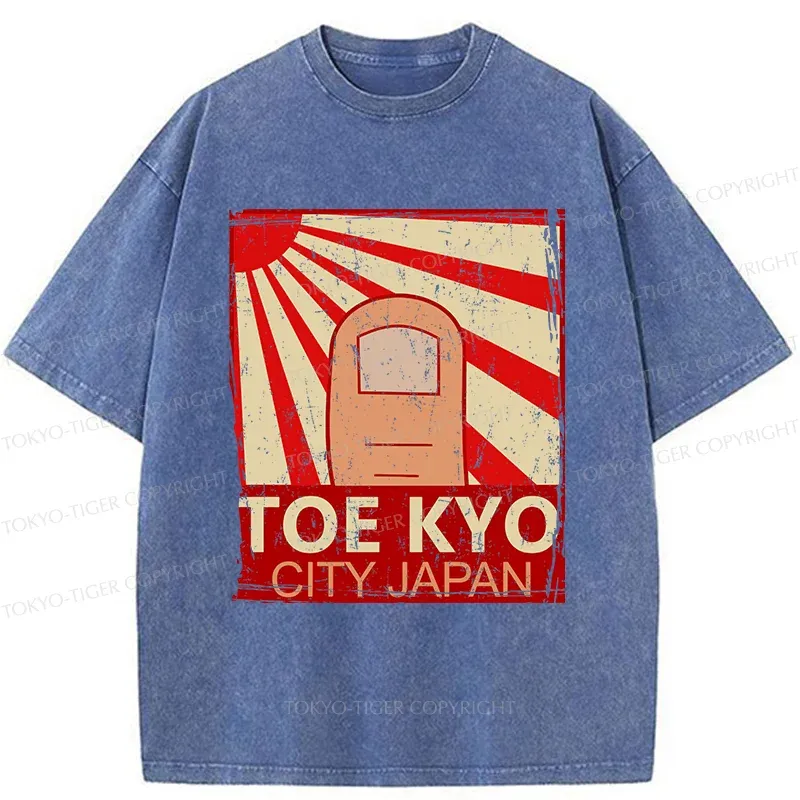 Tokyo-Tiger Toe Kyo Funny Washed T-Shirt