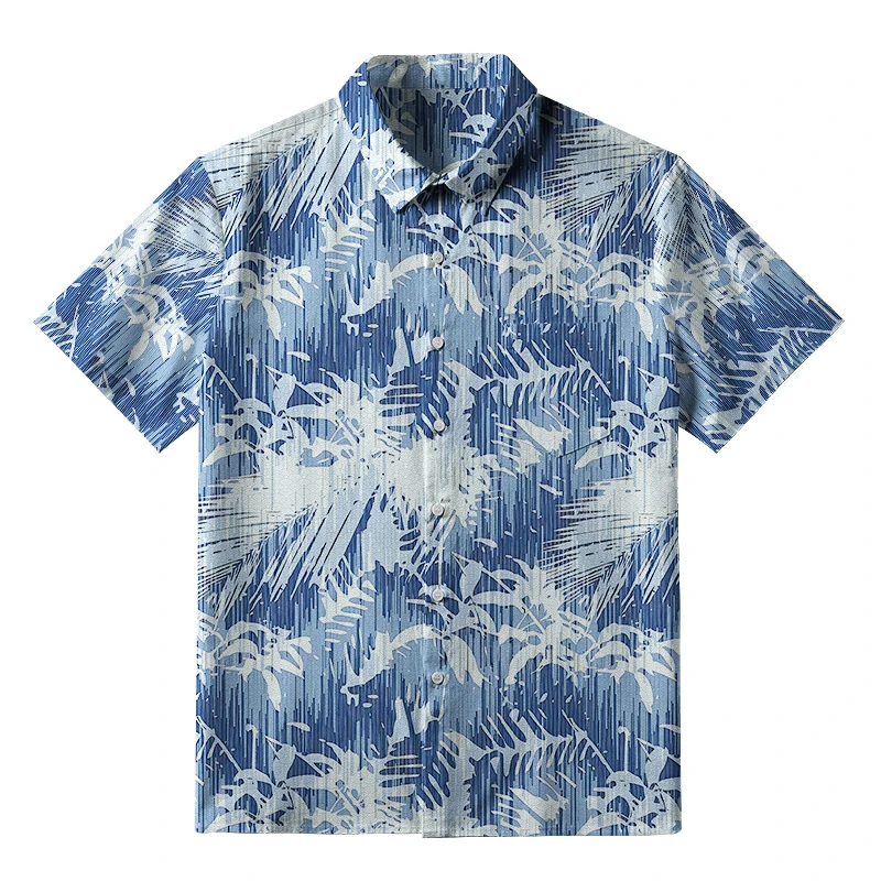 Tokyo-Tiger Tropical Leaf Silhouettes Button-up Shirt