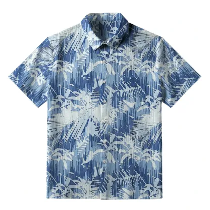 Tokyo-Tiger Tropical Leaf Silhouettes Button-up Shirt