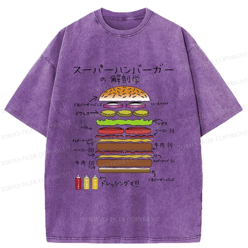 Tokyo-Tiger Anatomy Of A Hamburger Washed T-Shirt