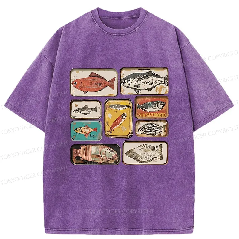 Tokyo-Tiger Vintage Canned Fish Washed T-Shirt