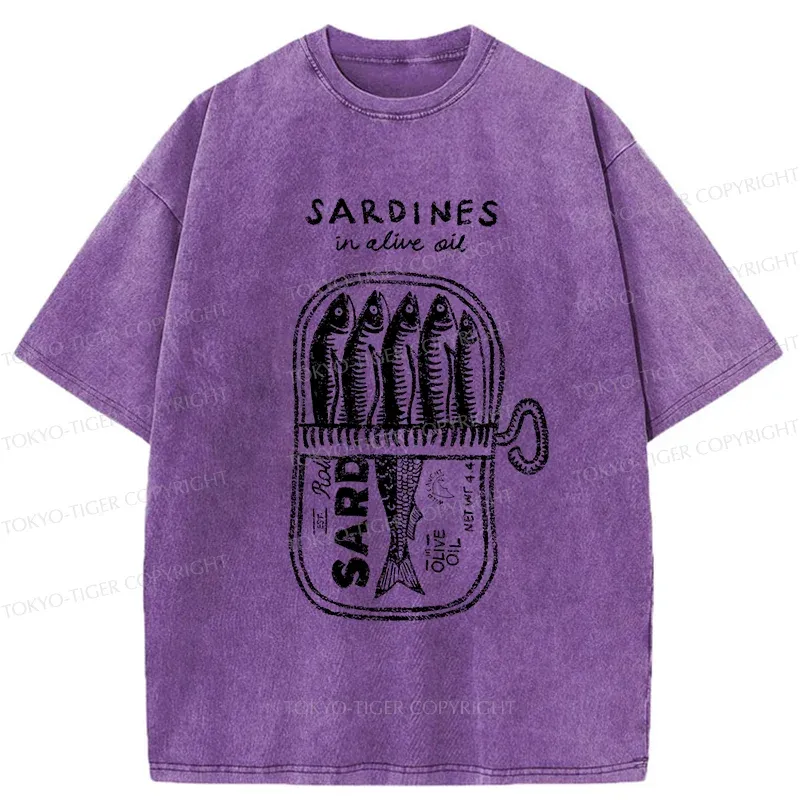 Tokyo-Tiger Canned Sardines Washed T-Shirt