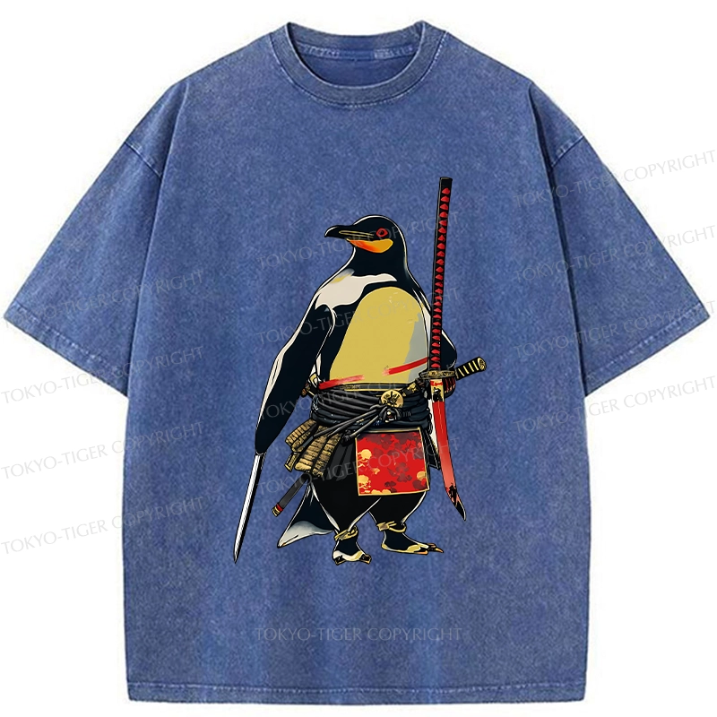 Tokyo-Tiger Samurai Penguin Washed T-Shirt