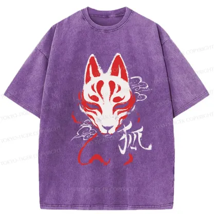 Tokyo-Tiger Japanese Fox Mask Washed T-Shirt