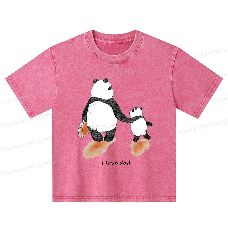 Tokyo-Tiger I Love My Father Kids Washed T-Shirt