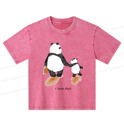 Tokyo-Tiger I Love My Father Kids Washed T-Shirt