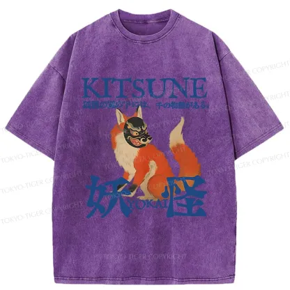 Tokyo-Tiger Japanese Fox Yokai Washed T-Shirt