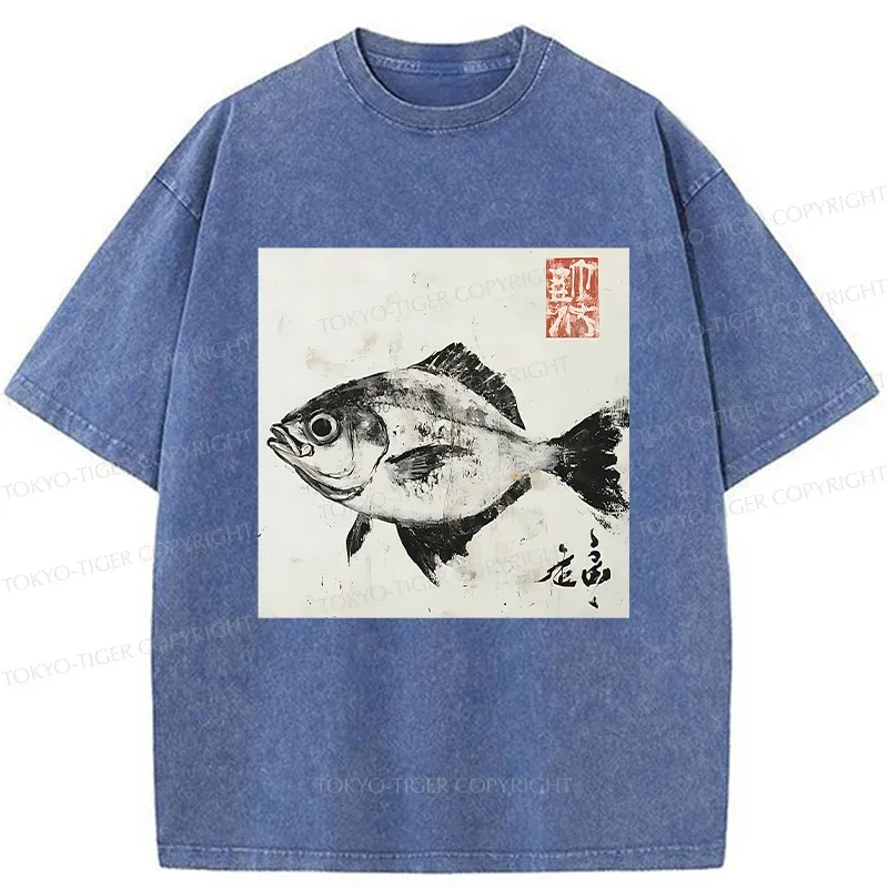 Tokyo-Tiger Vintage Fish Washed T-Shirt