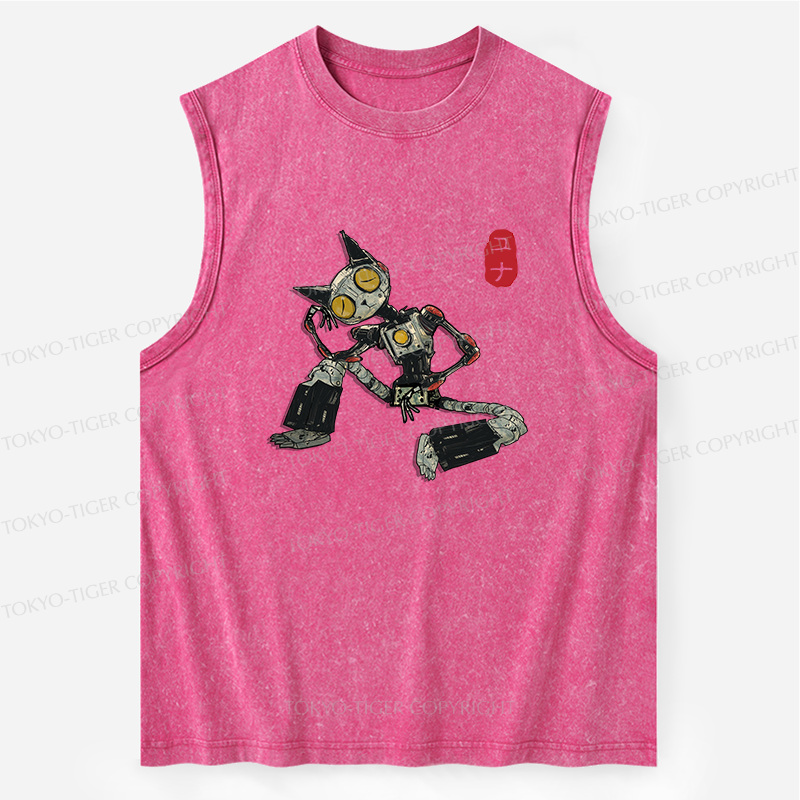 Tokyo-Tiger Contemplative Robot Cat Washed Tank