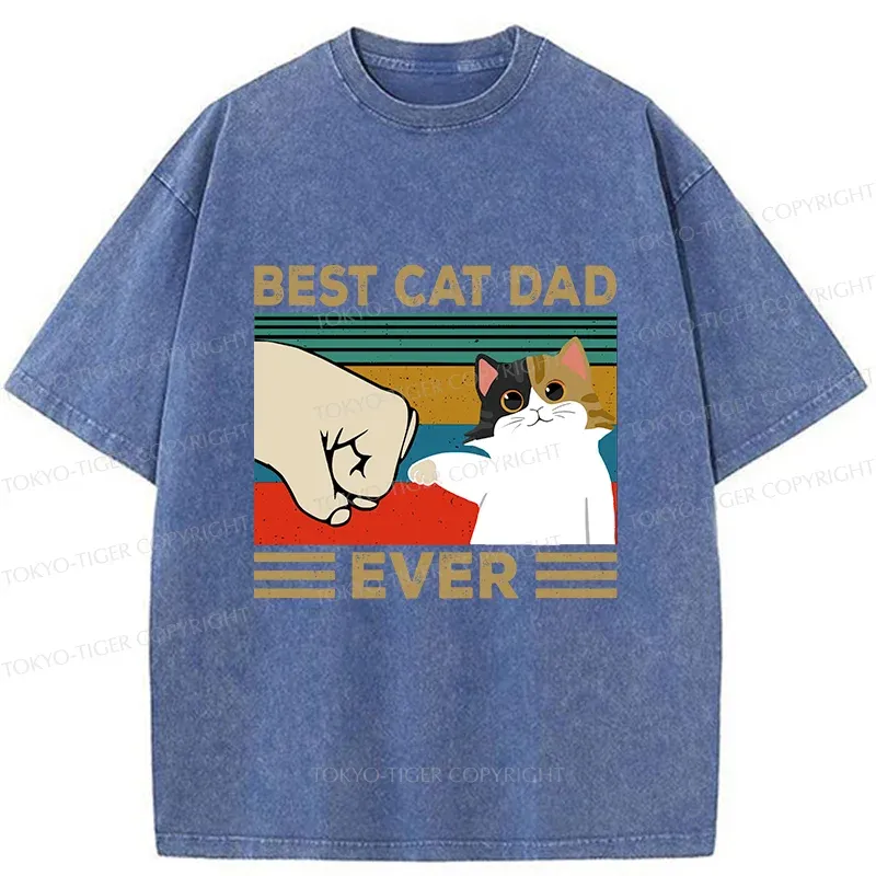 Tokyo-Tiger Cat Dad Funny Washed T-Shirt