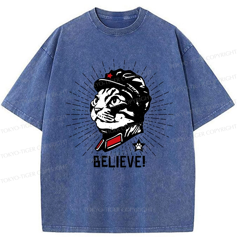Tokyo-Tiger Trust Cat Chairman Washed T-Shirt