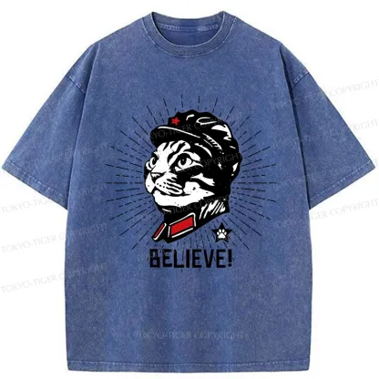 Tokyo-Tiger Trust Cat Chairman Washed T-Shirt