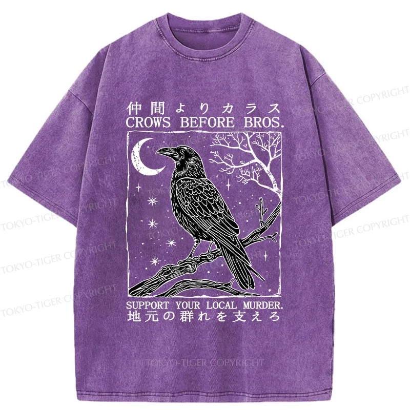 Tokyo-Tiger Funny Crow Washed T-Shirt
