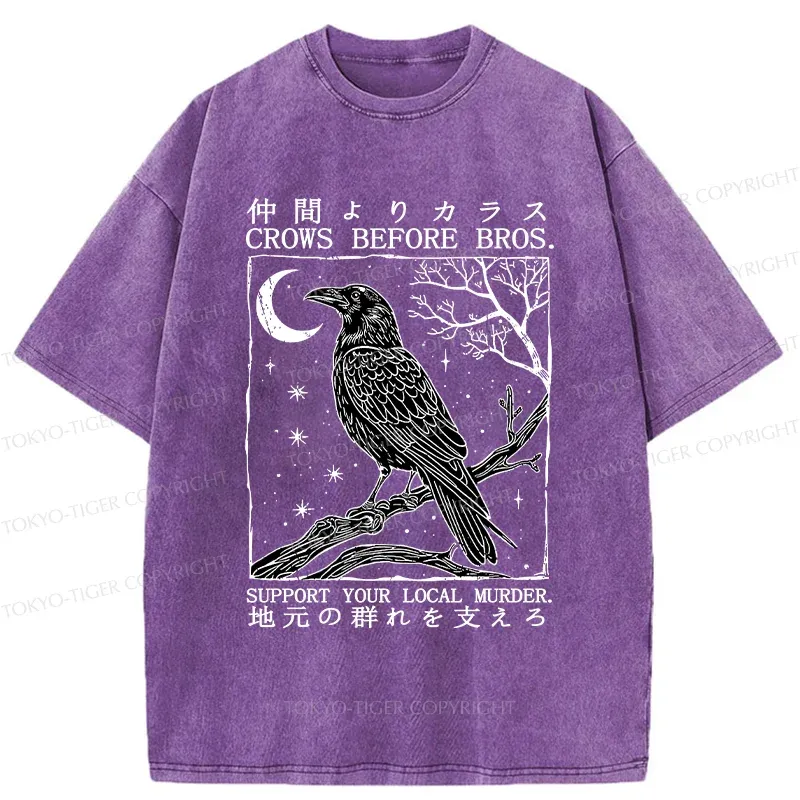 Tokyo-Tiger Funny Crow Washed T-Shirt