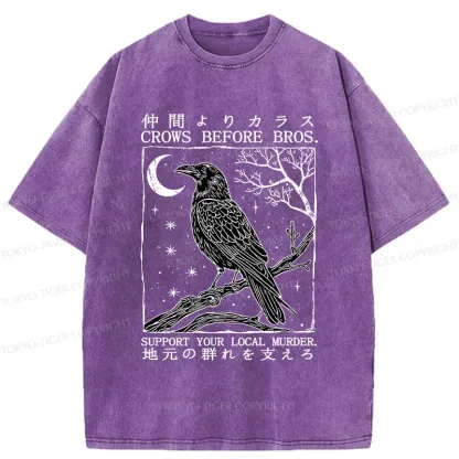 Tokyo-Tiger Funny Crow Washed T-Shirt
