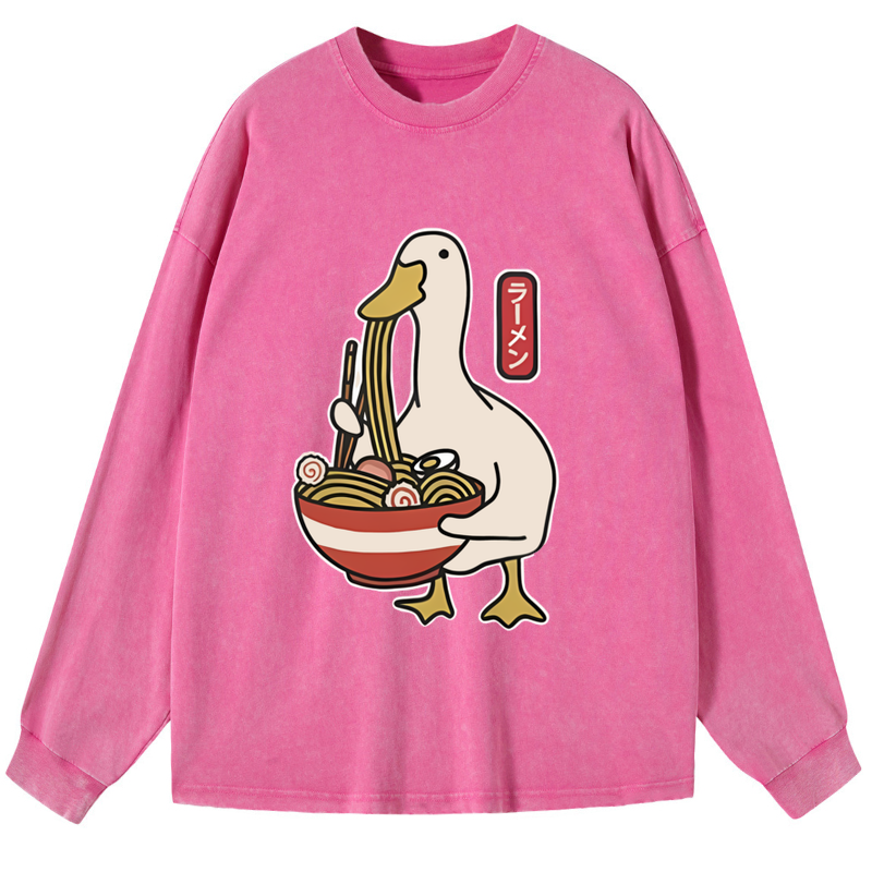 Tokyo-Tiger Ramen Lover Goose Washed Long Sleeve T-Shirt
