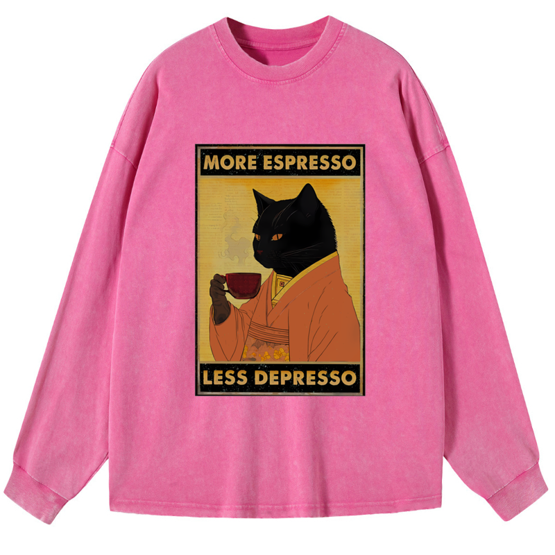 Tokyo-Tiger Increase Espresso Decrease Distress Washed Long Sleeve T-Shirt