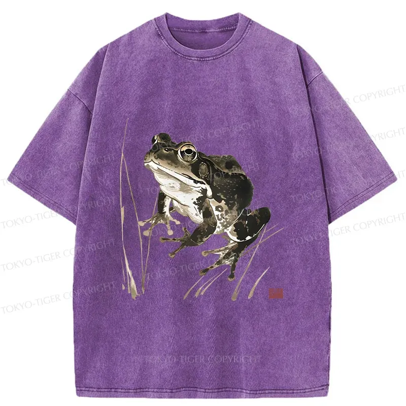 Tokyo-Tiger Japanese Retro Field Frog Washed T-Shirt