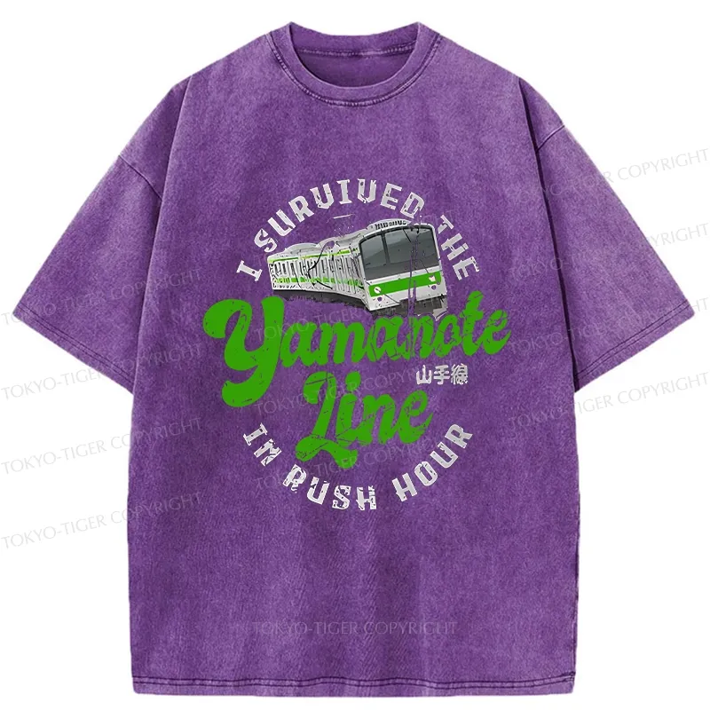Tokyo-Tiger Funny Yamanote Line Washed T-Shirt