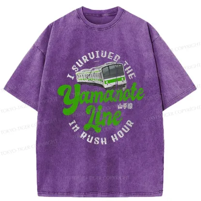Tokyo-Tiger Funny Yamanote Line Washed T-Shirt