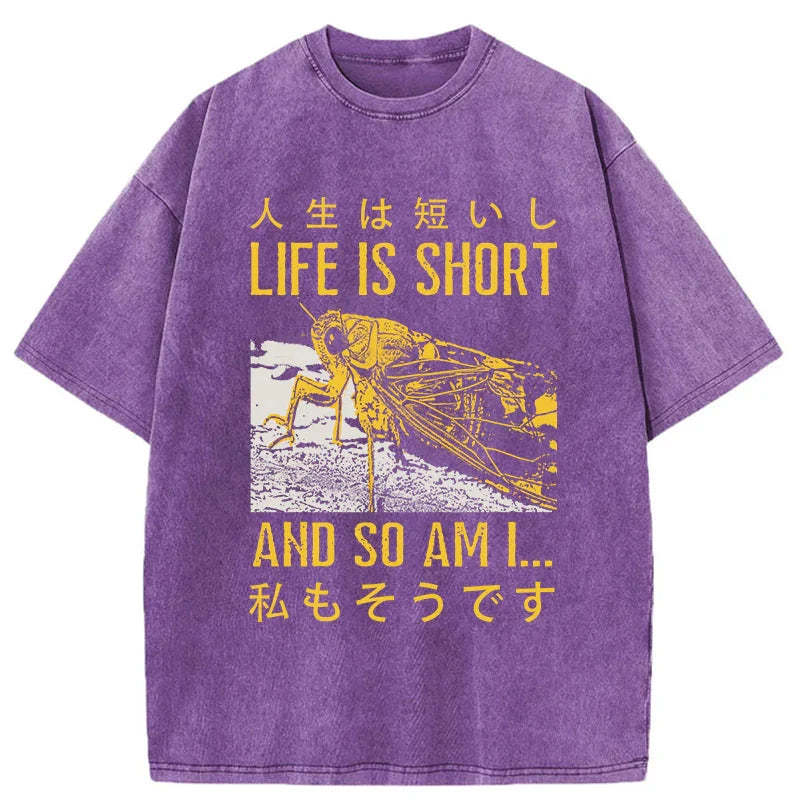 Tokyo-Tiger A Grasshopper With A Short Life Washed T-Shirt