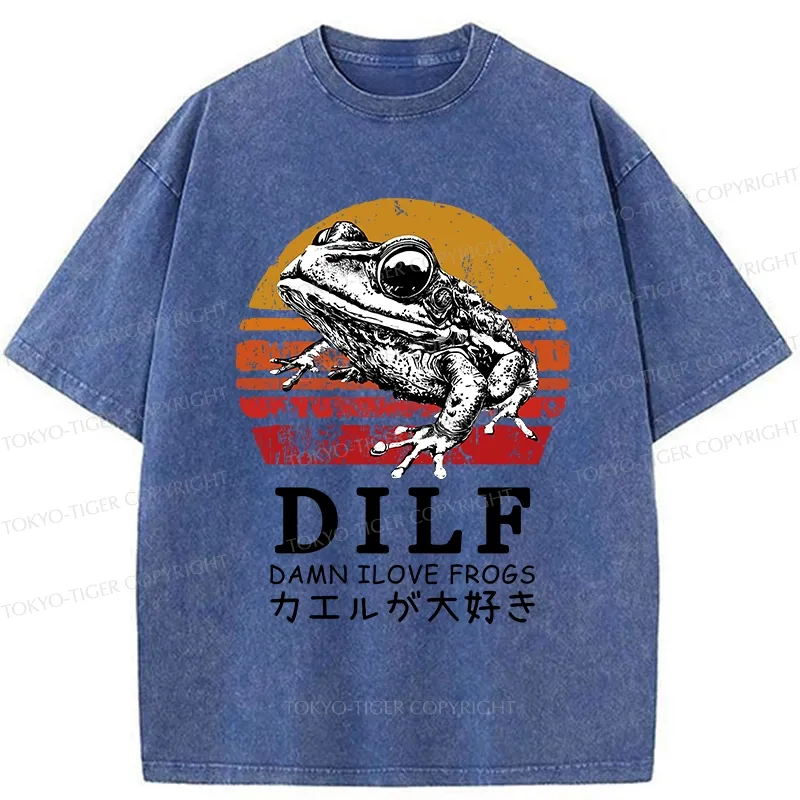 Tokyo-Tiger Funny Frog Lover Washed T-Shirt