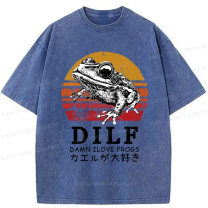 Tokyo-Tiger Funny Frog Lover Washed T-Shirt
