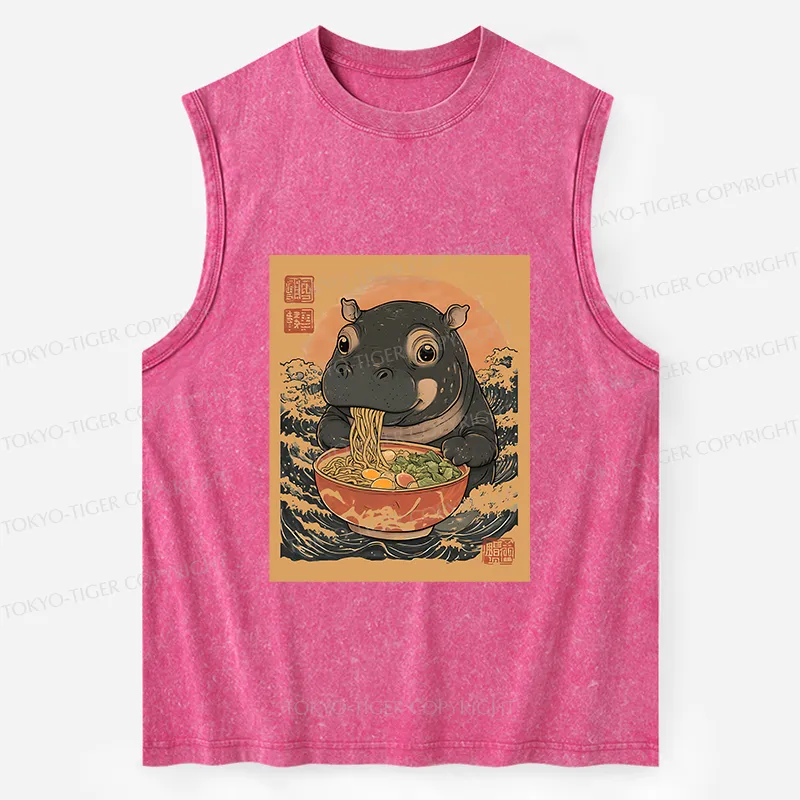 Tokyo-Tiger Moo Deng Eat Ramen Washed Tank