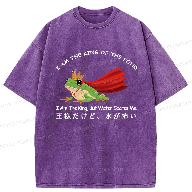 Tokyo-Tiger Frog King Afraid Of Water Washed T-Shirt