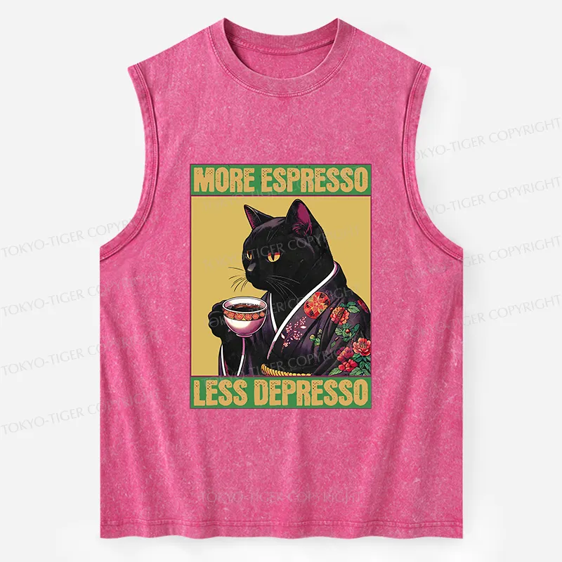 Tokyo-Tiger Up Caffeine Down Depression Washed Tank