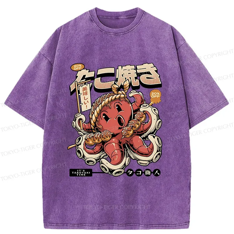 Tokyo-Tiger Delicious Octopus Balls Washed T-Shirt
