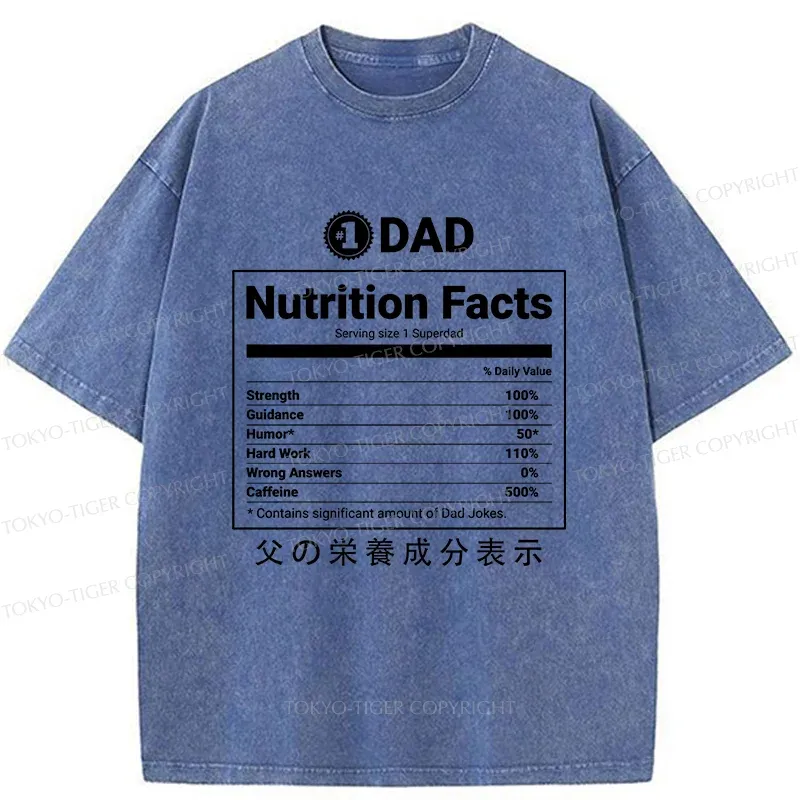 Tokyo-Tiger Father Nutrition Facts Washed T-Shirt
